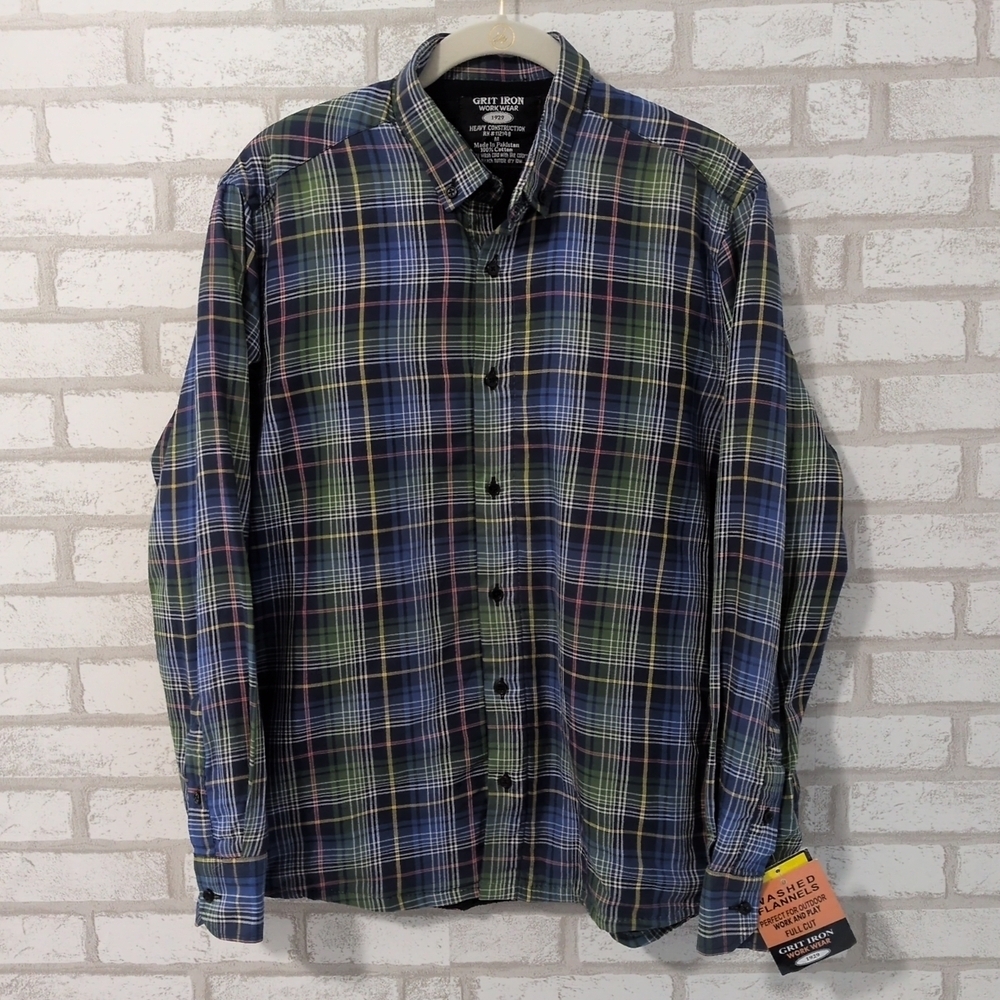 Grit Iron Work Wear Jacket Mens Medium Blue Fleece Sherpa Flannel Shacket NWT